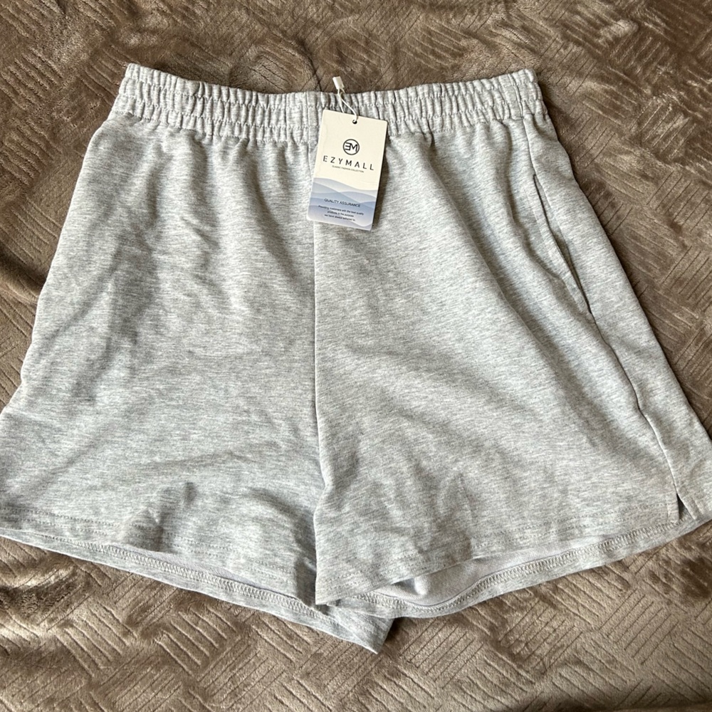 Ezymall Sweat Shorts Summer High Waisted Shorts with Pockets // Size: M